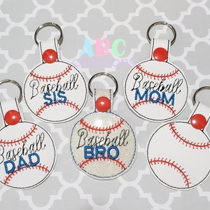 Famiglia baseball bundle, palla, sport, portachiavi, portachiavi, Snap TAB, ITH, file digitale, ricamo design