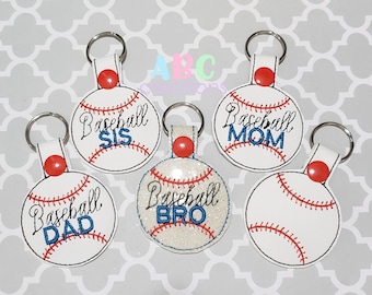 Baseball Family Bundle, Ball, Sports, Key Chain, Key Fob, Snap Tab, ITH, Digital File, Embroidery Design