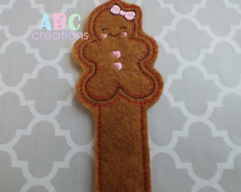 Gingerbread Girl DIGITAL Book Mark File, ITH, In the Hoop Design, Embroidery File