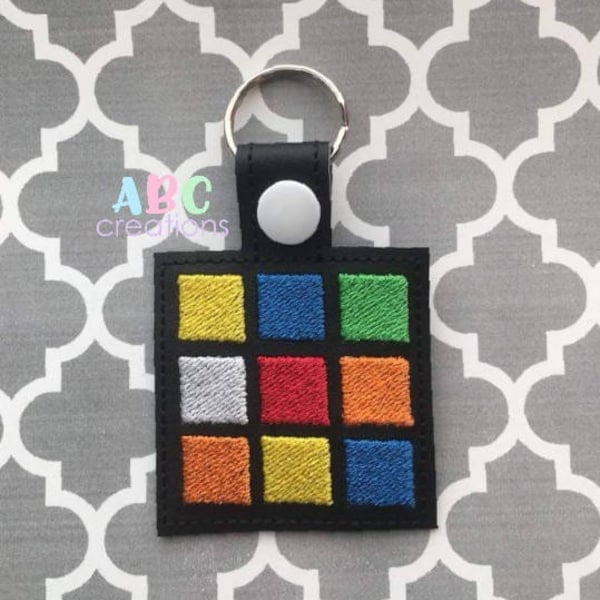 Puzzle Cube Key Chain,Puzzle Box Key Chain, Key Chain, Key Fob, Snap Tab, ITH, Digital File, Embroidery Design