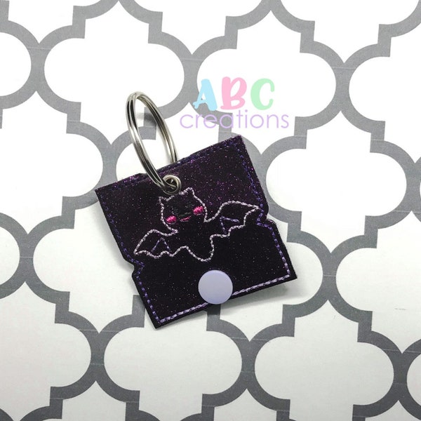 Bat Kawaii Cord Keeper Key Chain FILE, Cord Keeper, Scrap Buster, Cord Wrap, Machine Embroidery Design, ITH, Digital File, Embroidery Design