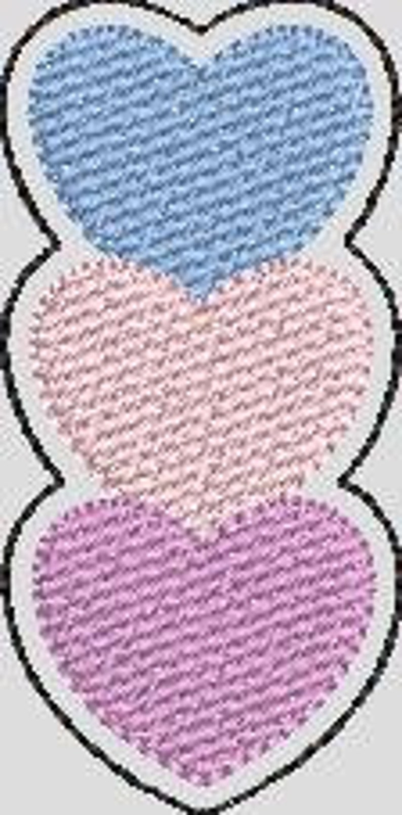 Trio Heart Book Band, Book Mark, Page Holder, In The Hoop Machine Designs, ITH, Digital File, Embroidery Design image 2