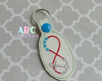 Infinity Anchor Snap Tab, Key Chain, Key Fob, Snap Tab, ITH, Digital File, Embroidery Design