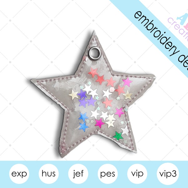 Trinket Star Charm, Eyelet, Star, Fillable, ITH, Digital File, Embroidery Design