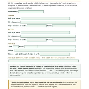 Bill of Sale Template | Printable Vehicle Bill of Sale, Car Bill of Sale As-Is, Fillable PDF, ATV Trailer Motorcycle, Private Sale, VIN image 3