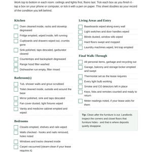 Move Out Checklist for Renters | Security Deposit Return Letter, Get Your Deposit Back, End of Lease Cleaning Checklist, Photo Log image 3