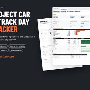 Project Car Tracker Spreadsheet and Track Day Logbook | Google Sheets & Excel