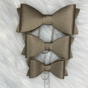Pewter Faux Leather Bow