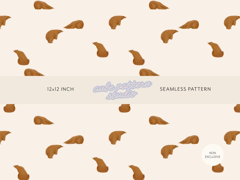 Minimal Woodland Bear Seamless Pattern Neutral Nursery Fabric Digital ...