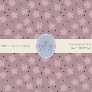 Plum Ditsy Blossom Seamless Pattern Nursery Fabric Design Soft Pink Flower Dot Repeat Print Tonal Baby Wallpaper Commercial Use