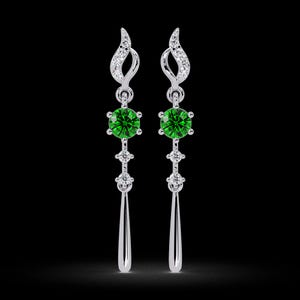 0.6 CTW Round Linear Colorstone Dangle Earrings
