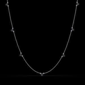 3.4 CTW Round Three-Stone Cluster Colorstone Station Necklace