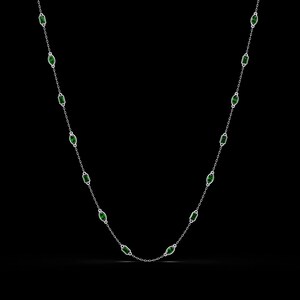 2.8 CTW Marquise & Emerald Colorstone Necklace