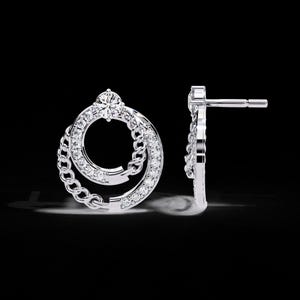 0.5 CTW Round Diamond Chain-Loop Stud Earrings | 14K Gold & Platinum – Lunéa Paris