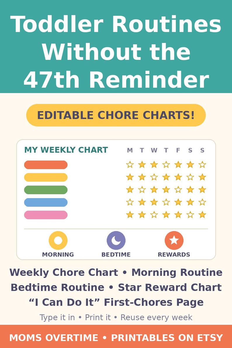 Toddler Chore Chart Printable | Editable Reward Chart, Morning Routine ...