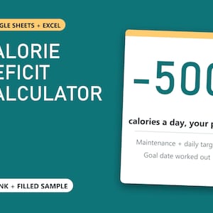 Calorie Deficit Calculator Spreadsheet, TDEE Calculator, Calorie Deficit Tracker, Weight Loss Tracker Google Sheets, Excel