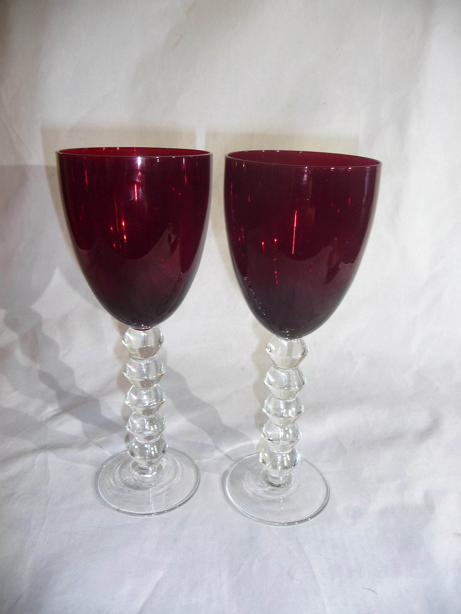 large crystal red wine glasses