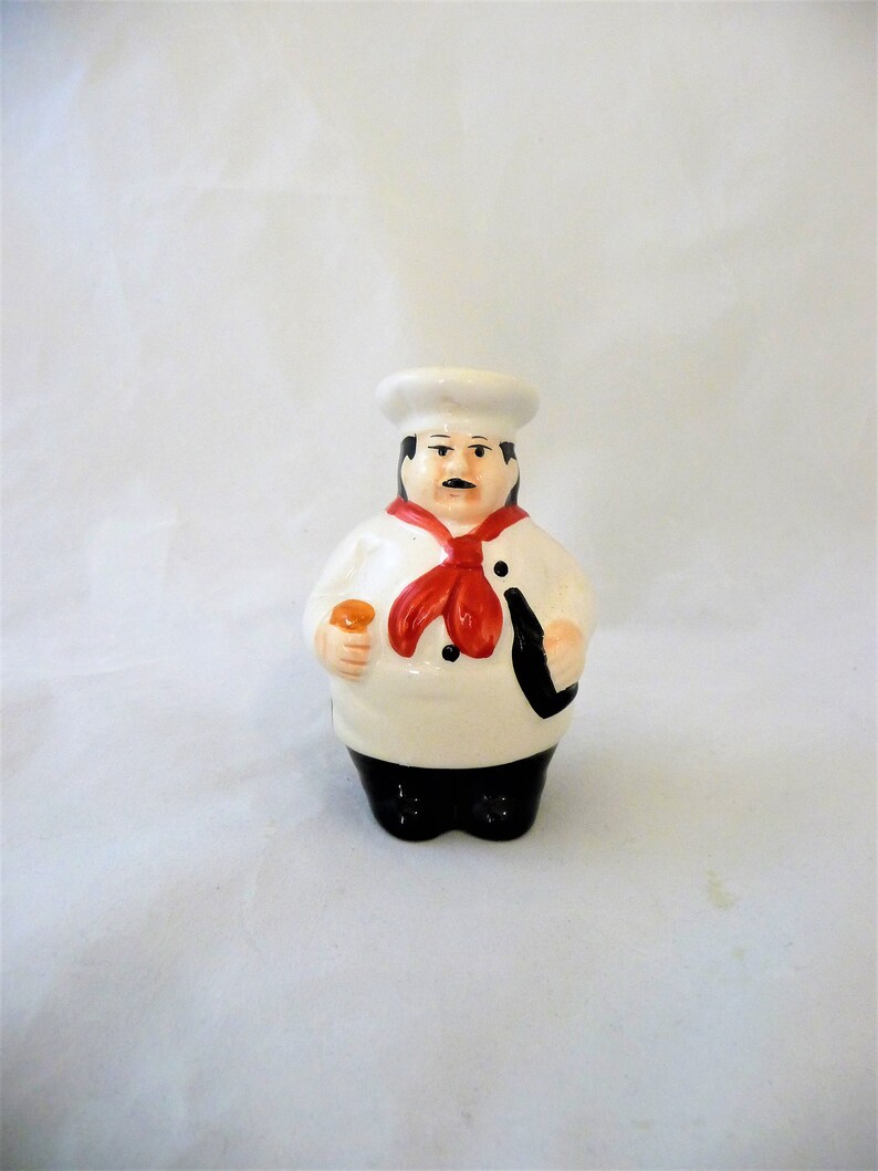Vintage FAT ITALIAN CHEF Pepper Shaker Black Mustache Chef Etsy