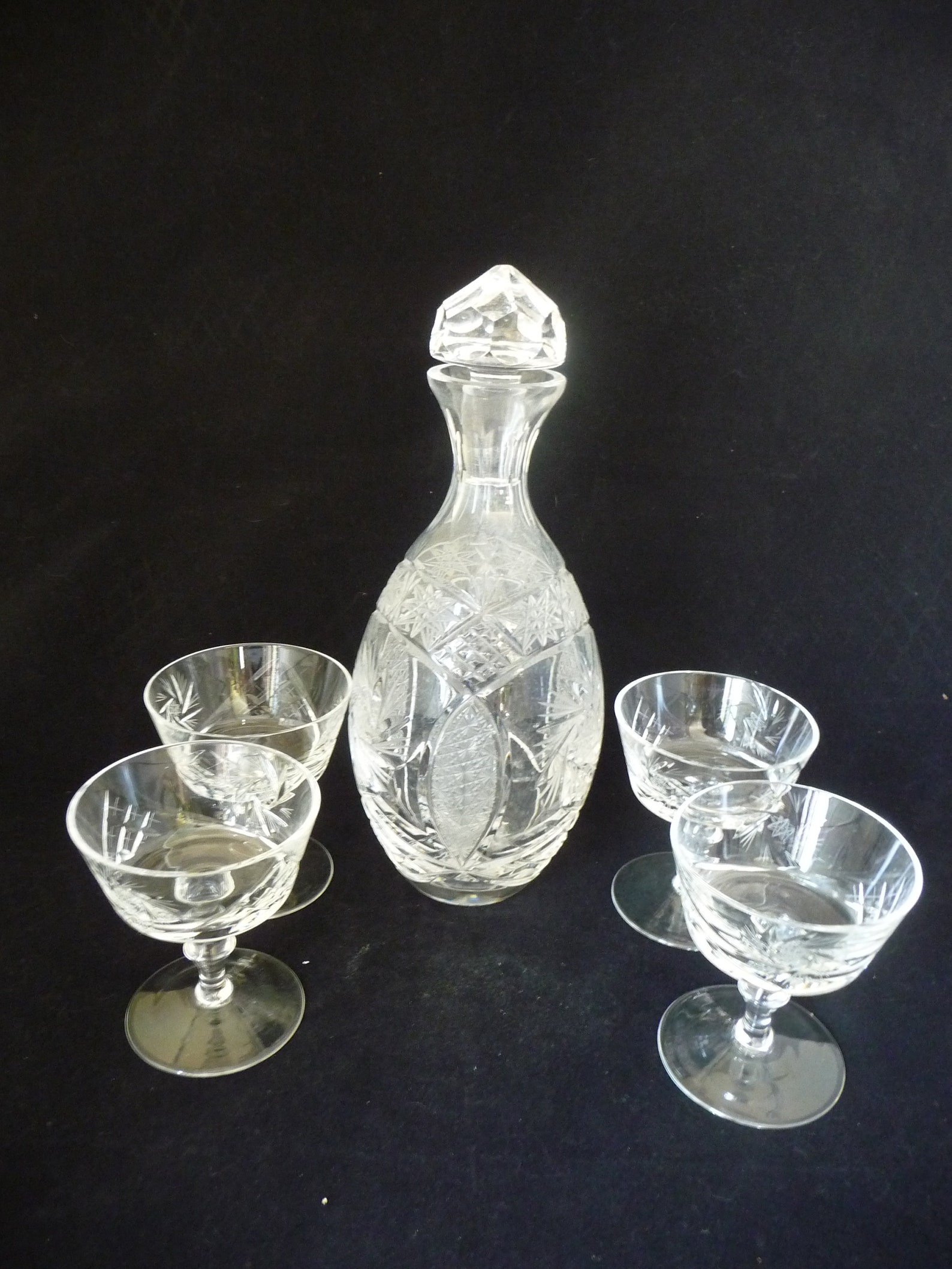 Vintage PINWHEEL CRYSTAL Decanter And Wine Glasses Star Of Etsy