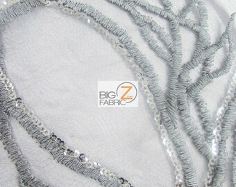 VAIN SEQUINS LOUNGE DRESS FABRIC BY THE YARD BRIDAL FASHION PROM DECOR White