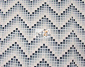 Chevron Zig Zag Cubes Blue By Santee Printworks 100 Cotton Fabric By The Yard (FH-3791) Clothing Decor Garments Licensed