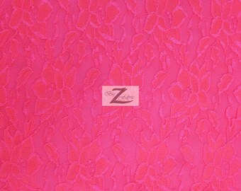 Hot Pink FLORAL STRETCH LACE FABRIC 60/" WIDTH SOLD BY THE YARD