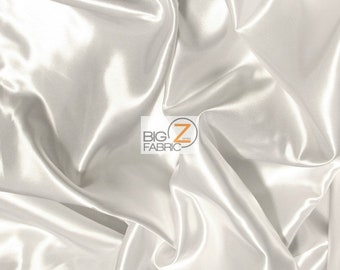 Solid Shiny Bridal Satin Fabric - WHITE - By The Yard Bridesmaid Dresses Table Runners Wedding Gowns Party Decorations