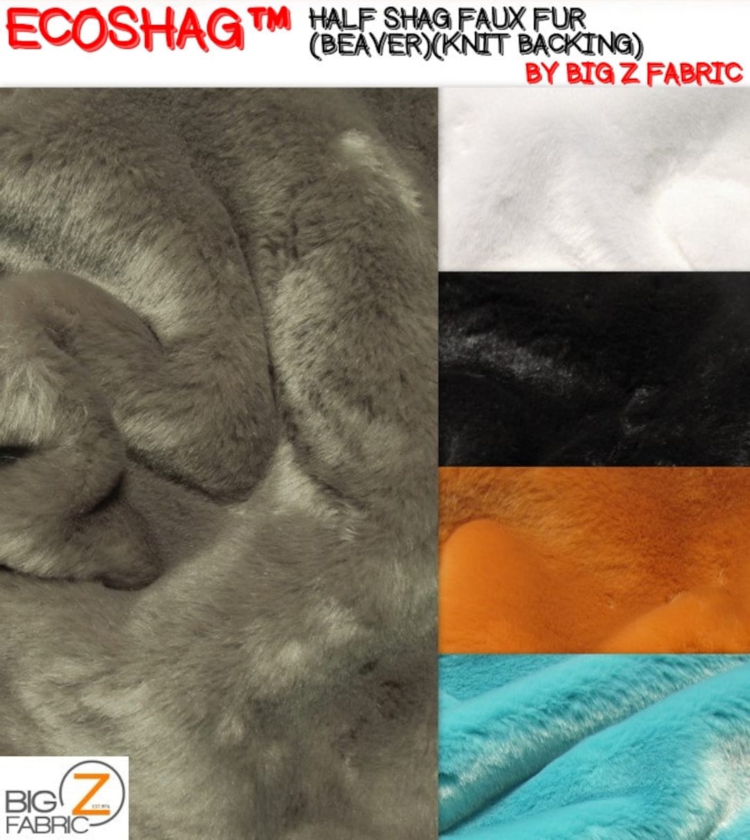 Half Shag Faux Fur Fabric (beaver)(knit Backing) - 18 COLORS