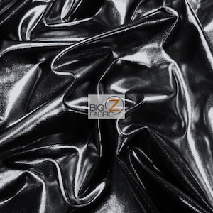 Metallic Foil Spandex Fabric - BLACK - Sold By The Yard 2 Way Stretch Shiny DIY Apparel Accessories Lining