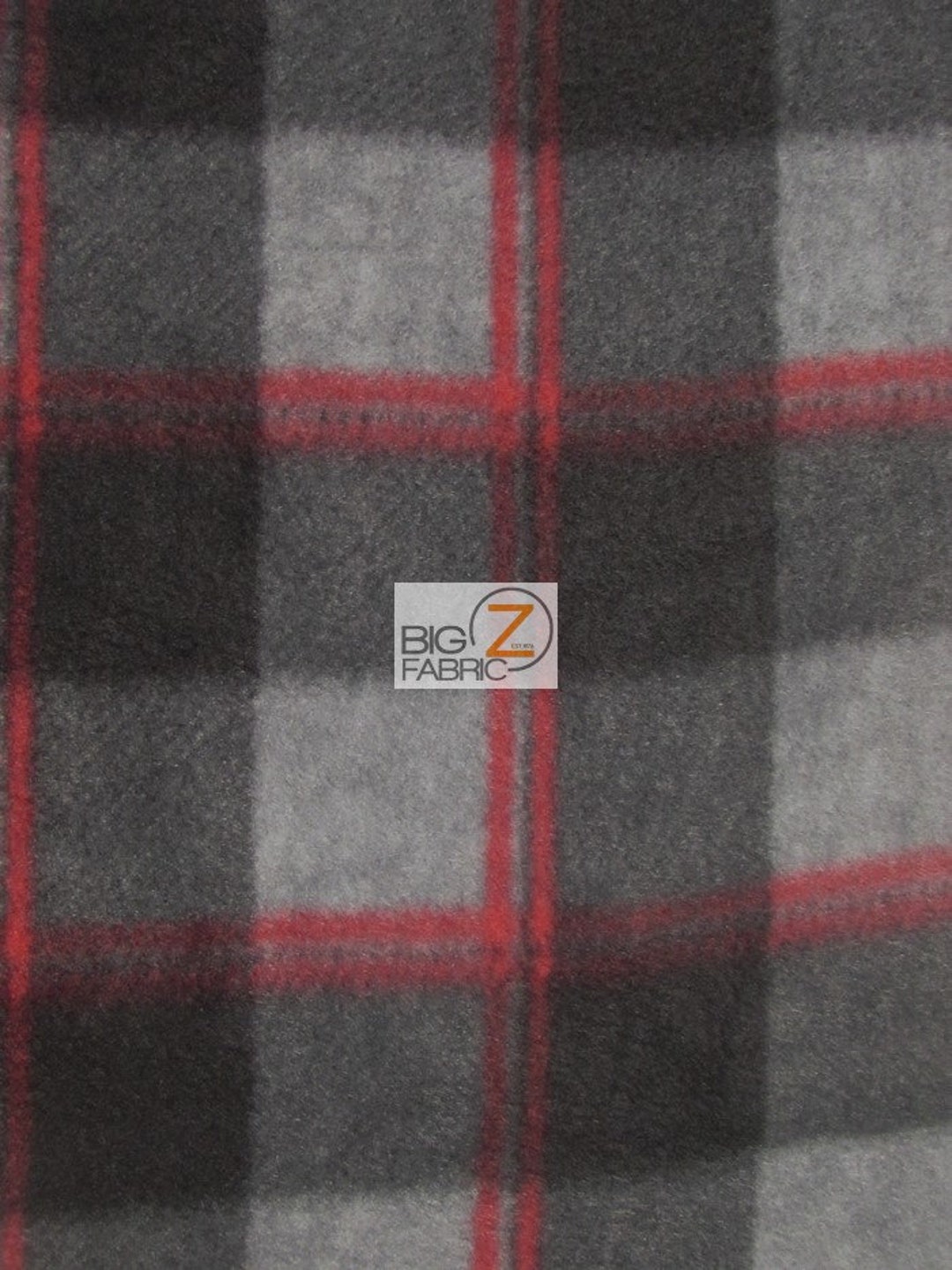 Fleece Buffalo Plaid Red Black Fleece Fabric Print by The Yard o17061-2b