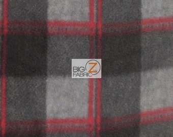 Tartan Plaid Polar Fleece Fabric - RED/BLACK - 60" Width Sold By The Yard DIY Blanket Clothing Lining