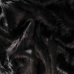 Solid Shaggy Faux Fur Fabric - BLACK - Sold By The Yard 60&quot; Width Coats Costumes Scarfs Rugs Props Long Pile