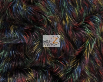 Fireworks Shaggy Faux Fur Long Pile Fabric - MULTI #1 - By The Yard DIY Costume Clothing Accessories Scarf Coats Rugs