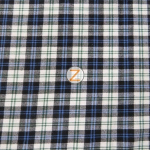 Tartan Plaid Uniform Apparel Flannel Fabric - WHITE/BLACK - By The Yard Pajamas Shirts Clothing 9