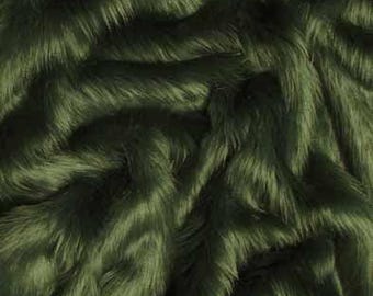 Solid Shaggy Faux Fur Fabric - HUNTER GREEN - Sold By The Yard 60" Width Coats Costumes Scarfs Rugs Props Long Pile