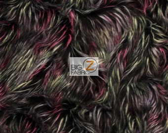Fireworks Shaggy Faux Fur Long Pile Fabric - MULTI #3 - By The Yard DIY Costume Clothing Accessories Scarf Coats Rugs