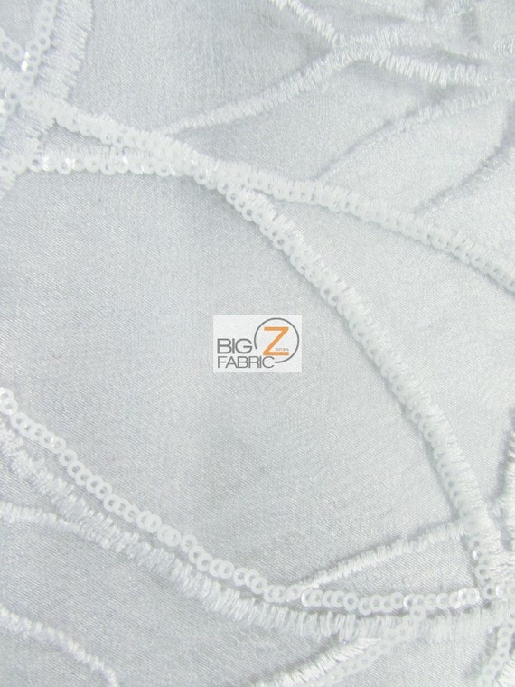 VAIN SEQUINS LOUNGE DRESS FABRIC BY THE YARD BRIDAL FASHION PROM DECOR White