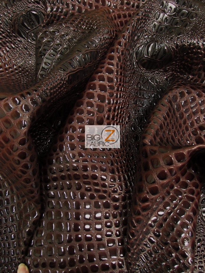 Black Big Nile Crocodile Skin Leather Vinyl Fabric - IceFabrics