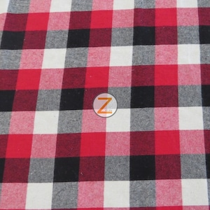 Tartan Plaid Uniform Apparel Flannel Fabric - RED/BLACK/WHITE - By The Yard Pajamas Shirts Clothing 19