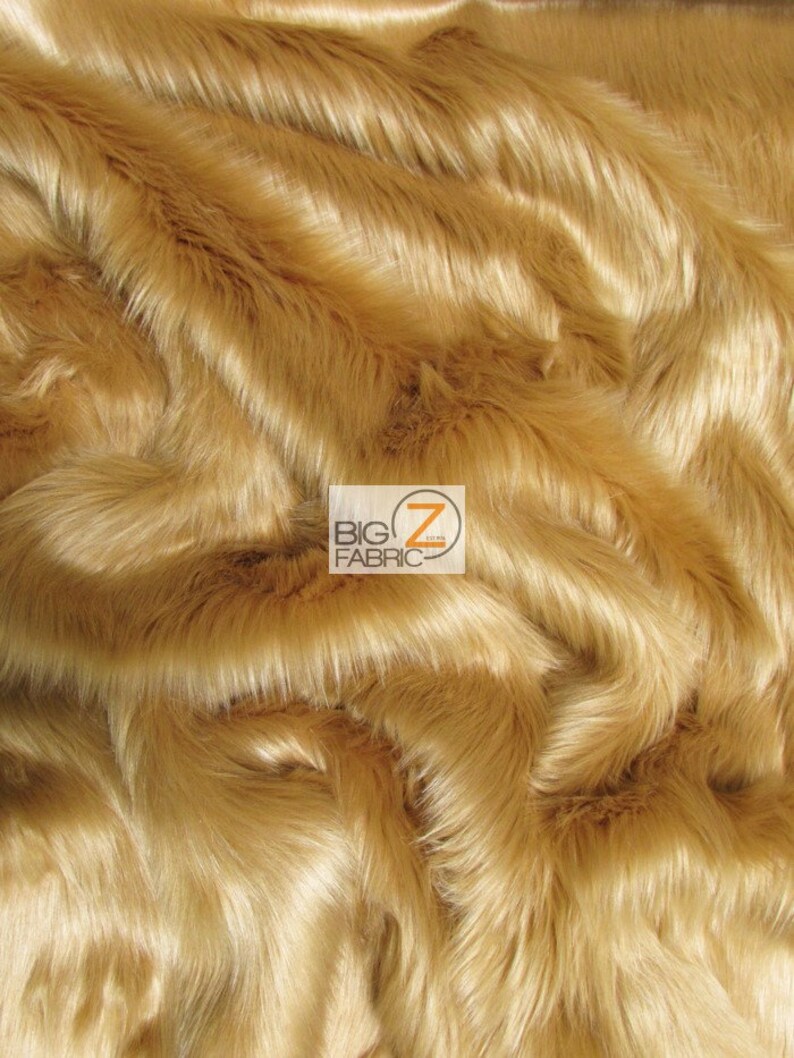 Sold By The Yard 60 Width Coats Costumes Scarfs Rugs Props Long Pile Solid Shaggy Faux Fur Fabric CAMEL