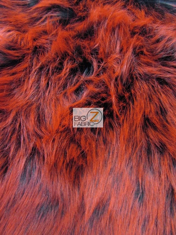 Candy Shag Faux Fur Fabric BLACK RED SPIKES by the Yard 66 Width