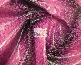 Dragon Gator Upholstery Vinyl Fabric - PURPLE CRUSH - By Yard Embossed Crocodile 2 Tone Faux Fake Leather