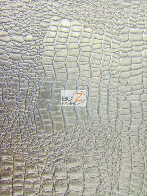 Shiny Gray Crocodile Vinyl Fabric
