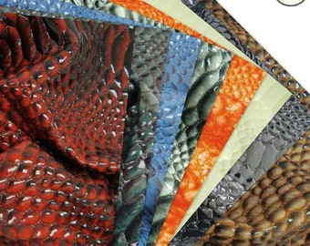 Shiny 3D Serpent Snake Embossed Vinyl Fabric - 9 COLORS - Sold By The Yard Bubbly Faux Leather DIY Upholstery Accessories Projects