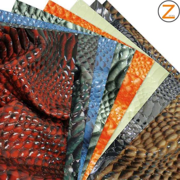 Shiny 3D Serpent Snake Embossed Vinyl Fabric - 9 COLORS - Sold By The Yard Bubbly Faux Leather DIY Upholstery Accessories Projects