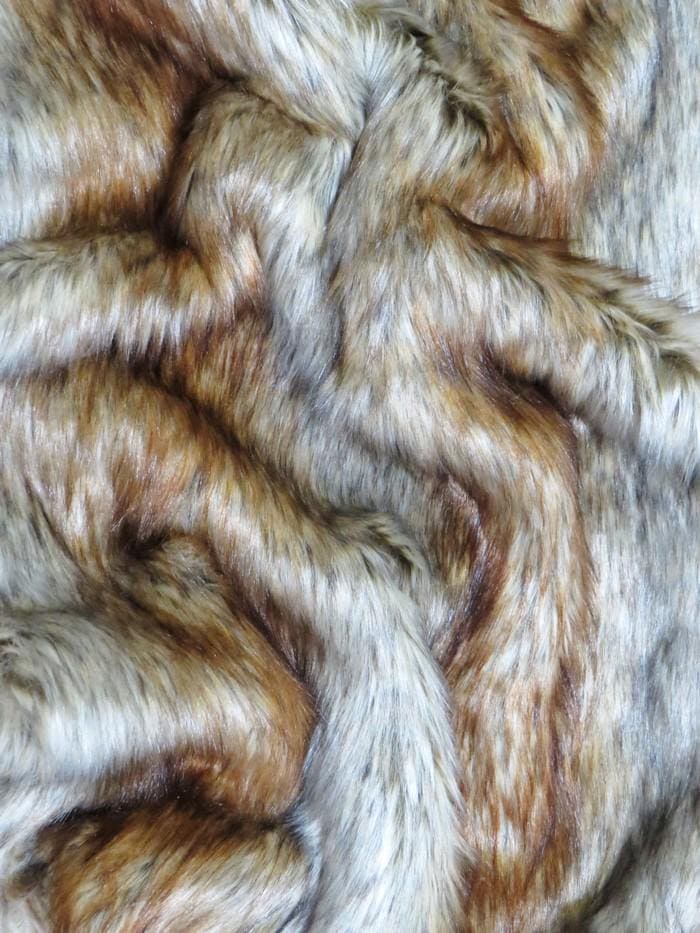 Faux Fake Fur Animal Long Pile Fabric - RED FOX - 60