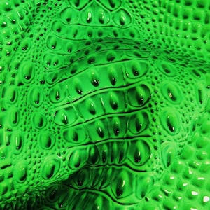 DuroLast™ Florida Gator 3D Embossed Vinyl Fabric - POISON GREEN - By Yard Crocodile 2 Tone Faux Leather Upholstery Accessories