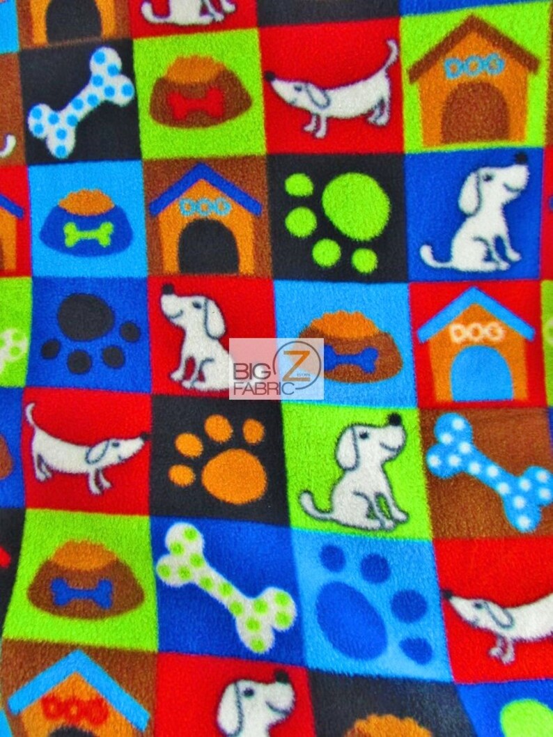 Fleece Printed Fabric Animal Dog Dog Lifestyle Colored Etsy