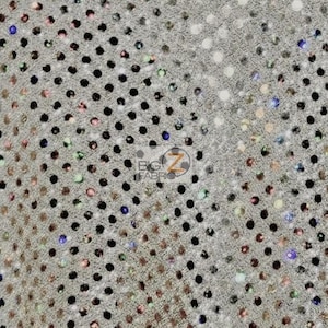 Small Dot Confetti Sequins Fabric - WHITE/SILVER - Sold By The Yard Clothing Accessories Fashion Dress Table Runner Party Decor