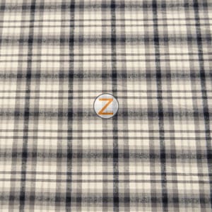 Tartan Plaid Uniform Apparel Flannel Fabric - GRAY/BLACK - By The Yard Pajamas Shirts Clothing #B